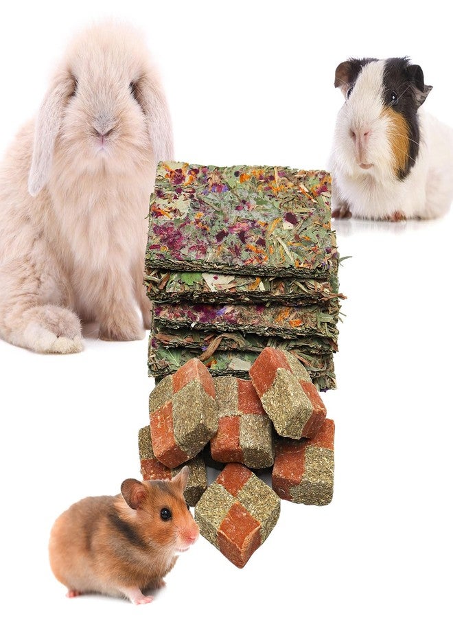 MHLLGN 12 Pack Timothy Hay Treats, Timothy Hay Cubes and Chips, Natural Chew Toys for Teeth, Chewing Stuff for Bunny, Hamster, Guinea Pig, Chinchilla, Rabbit, and Other Small Animals - Image 1